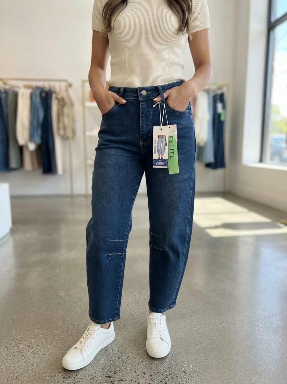 Angels of DiFference The Barrel Horseshoe Jeans Size 16 Petite NWT High Waist